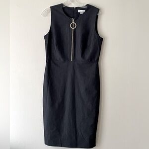 Calvin Klein Gray Sleeveless Dress With Front Zipper Size 8 NWOT